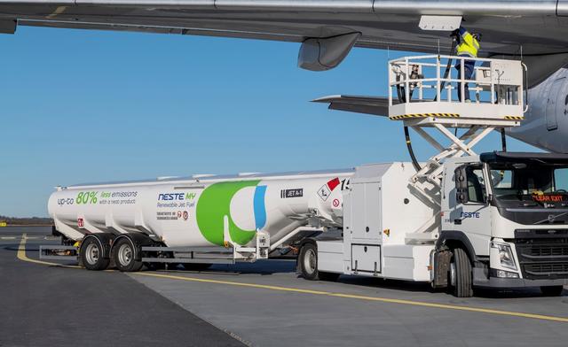Sustainable Aviation Fuel - tunker truck at airport